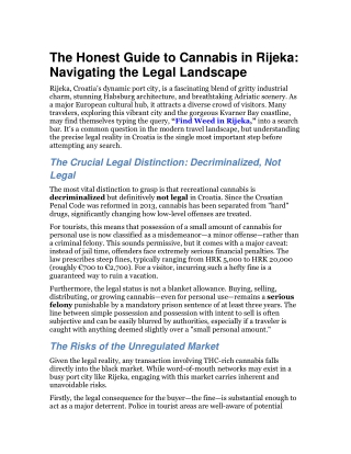 The Honest Guide to Cannabis in Rijeka Navigating the Legal Landscape