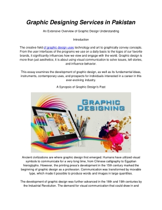 Graphic Designing Services in Pakistan