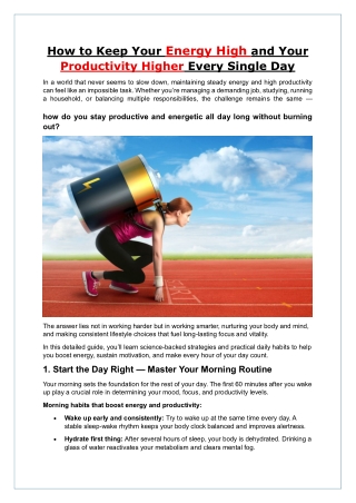 How to Keep Your Energy High and Your Productivity Higher