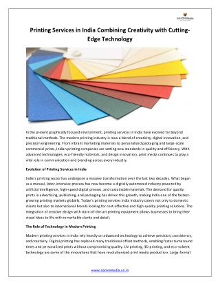 Printing Services in India Combining Creativity with Cutting