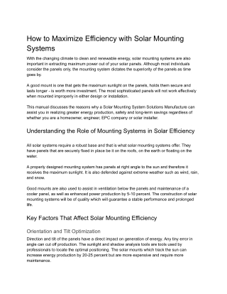 How to Maximize Efficiency with Solar Mounting Systems