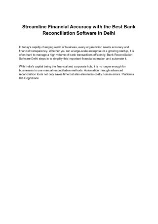 Streamline Financial Accuracy with the Best Bank Reconciliation Software in Delhi