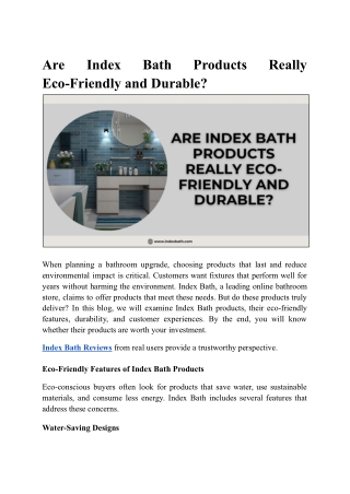 Honest Reviews of Index Baths: Quality and Value