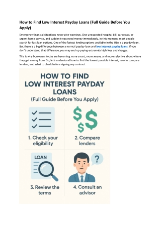 How to Find Low Interest Payday Loans (Full Guide Before You Apply)