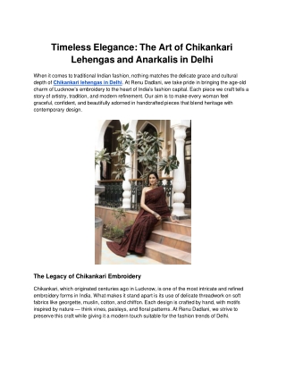 Timeless Elegance_ The Art of Chikankari Lehengas and Anarkalis in Delhi