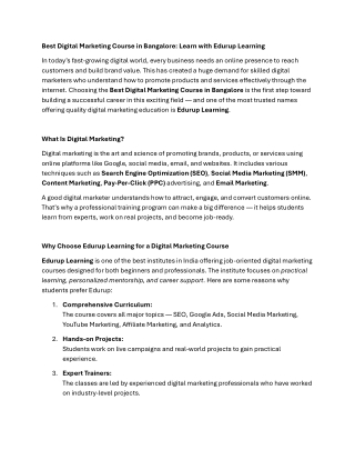 Best Digital Marketing Course in Bangalore