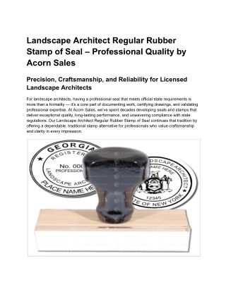 Landscape Architect Regular Rubber Stamp of Seal – Professional Quality by Acorn