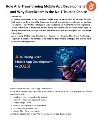 How AI is Transforming Mobile App Development — and Why BlazeDream is the No.1 Trusted Choice