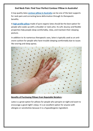 End Neck Pain Find Your Perfect Contour Pillow in Australia!