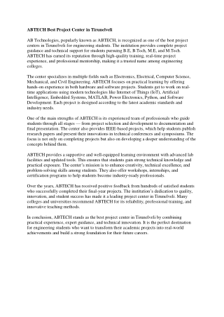 Best project center in Tirunelveli