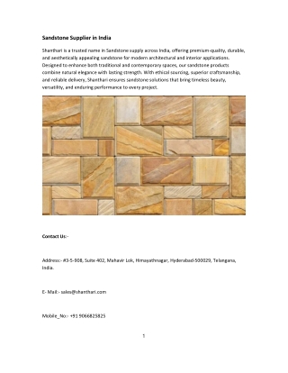 Sandstone Supplier in India