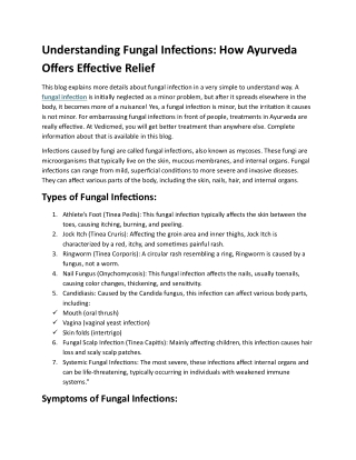 Understanding Fungal Infections How Ayurveda Offers Effective Relief