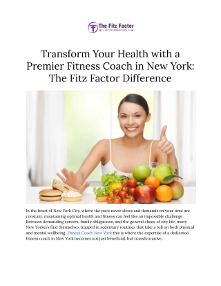 Transform Your Health with a Premier Fitness Coach in New York_ The Fitz Factor Difference