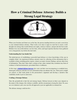 How a Criminal Defense Attorney Builds a Strong Legal Strategy