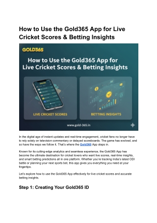 How to Use the Gold365 App for Live Cricket Scores & Betting Insights