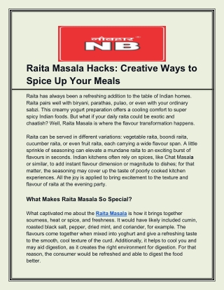 Raita Masala Hacks_ Creative Ways to Spice Up Your Meals