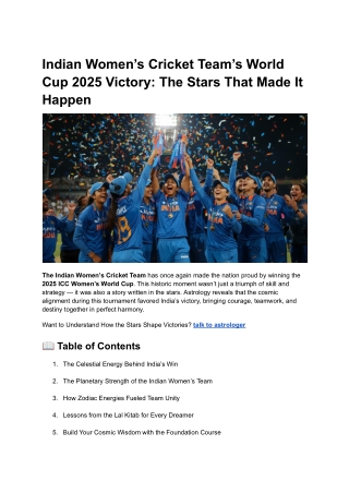 Indian Women’s Cricket Team’s World Cup 2025 Victory_ The Stars That Made It Happen