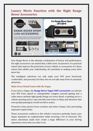 Range Rover Sport L494 accessories