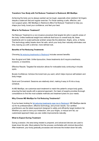 Transform Your Body with Fat Reducer Treatment in Redmond, MD MedSpa (1)