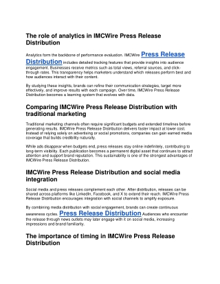 IMCWire Press Release Distribution helps brands gain attention