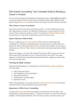 Pilot Career Counselling_ Your Complete Guide to Building a Career in Aviation