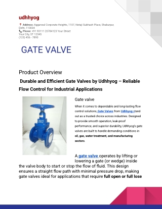 _Durable and Efficient Gate Valves by Udhhyog – Reliable Flow Control for Industrial Applications