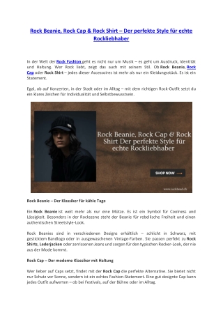 Rock Beanie, Rock Cap & Rock Shirt – Der perfekte Style für echte Rockliebhaber