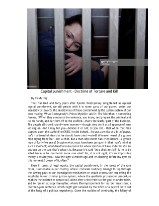 Capital punishment - Doctrine of Torture and Kill