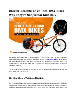 Unseen Benefits of 24-Inch BMX Bikes—Why They’re Not Just for Kids Only