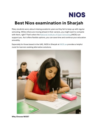 Best Nios examination in Sharjah