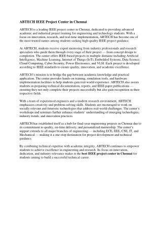 IEEE project center in chennai