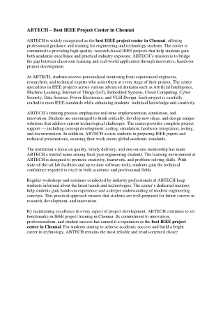 Best IEEE project center in chennai