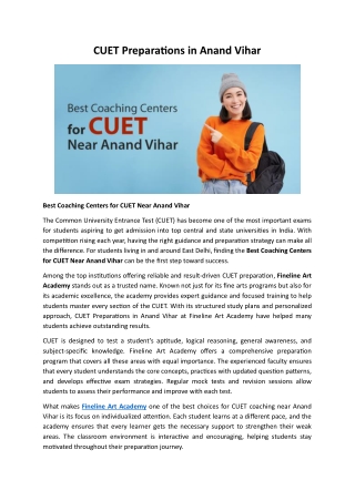 CUET Preparations in Anand Vihar