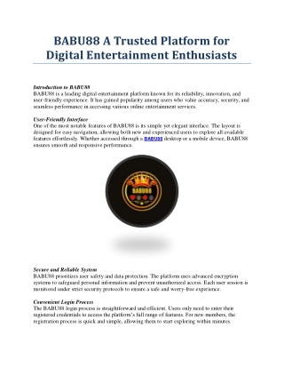 BABU88 A Trusted Platform for Digital Entertainment Enthusiasts (1)