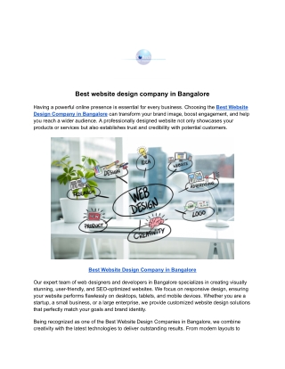 Best website design company in Bangalore