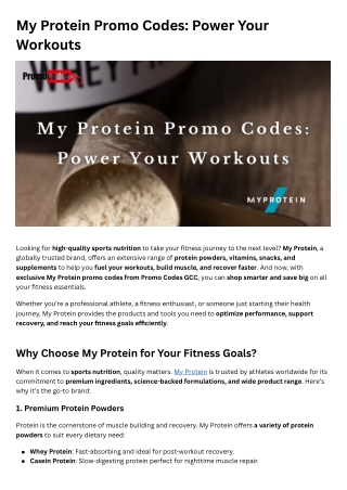Exclusive My Protein Promo Codes GCC - Unlock Huge Fitness Discounts!