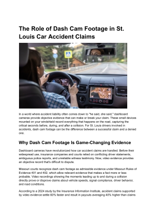 The Role of Dash Cam Footage in St. Louis Car Accident Claims