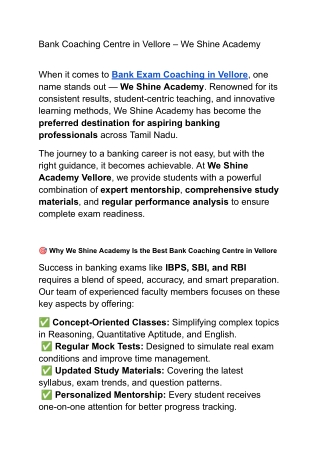 Your Banking Career Starts Here – Join the Best Bank Coaching Centre in Vellore