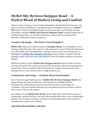 Mythri Sity Reviews Sarjapur Road – A Perfect Blend of Modern Living and Comfort (1)