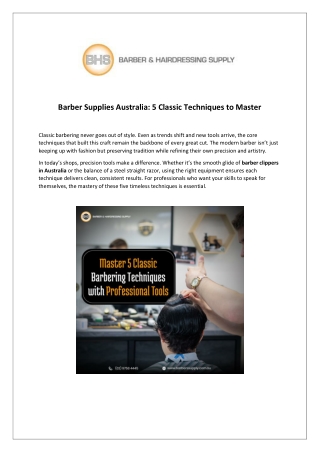 Barber Supplies Australia- 5 Classic Techniques to Master