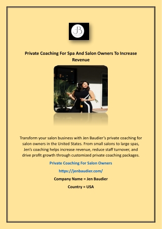 Private Coaching For Spa And Salon Owners To Increase Revenue