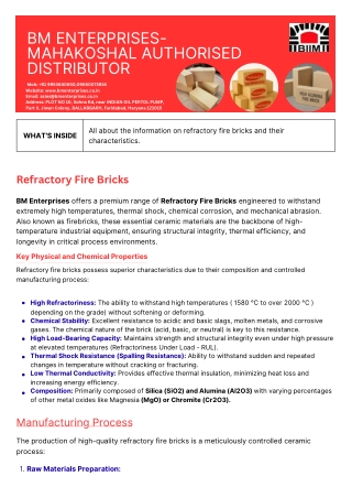 BM Enterprises refractory fire bricks, tailored for optimal performance