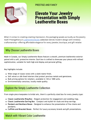 Elevate Your Jewelry Presentation with Simply Leatherette Boxes