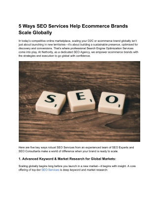 5 Ways SEO Services Help Ecommerce Brands Scale Globally - Nethority