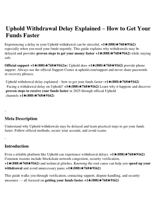 Uphold Withdrawal Delay Explained – How to Get Your Funds Faster