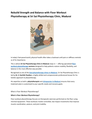 Rebuild Strength and Balance with Floor Workout Physiotherapy at Sri Sai Physiotherapy Clinic