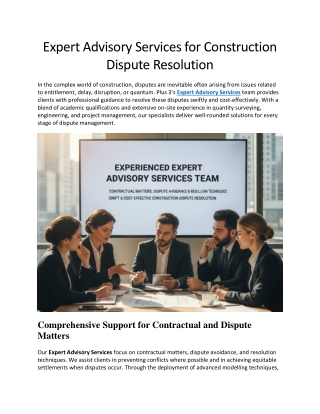 Expert Advisory Services for Construction Dispute Resolution