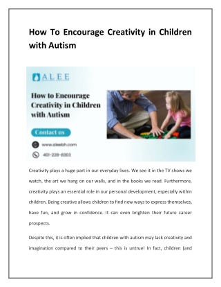How To Encourage Creativity in Children with Autism