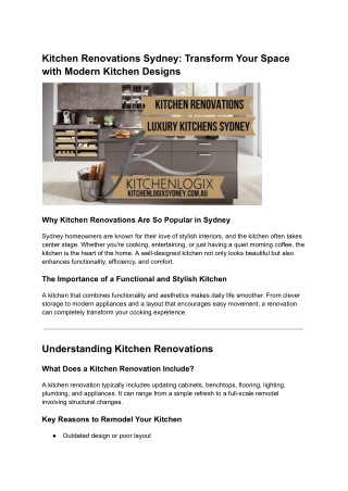Kitchen Renovations Sydney_ Transform Your Space with Modern Kitchen Designs