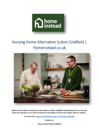 Nursing Home Alternative Sutton Coldfield | Homeinstead.co.uk